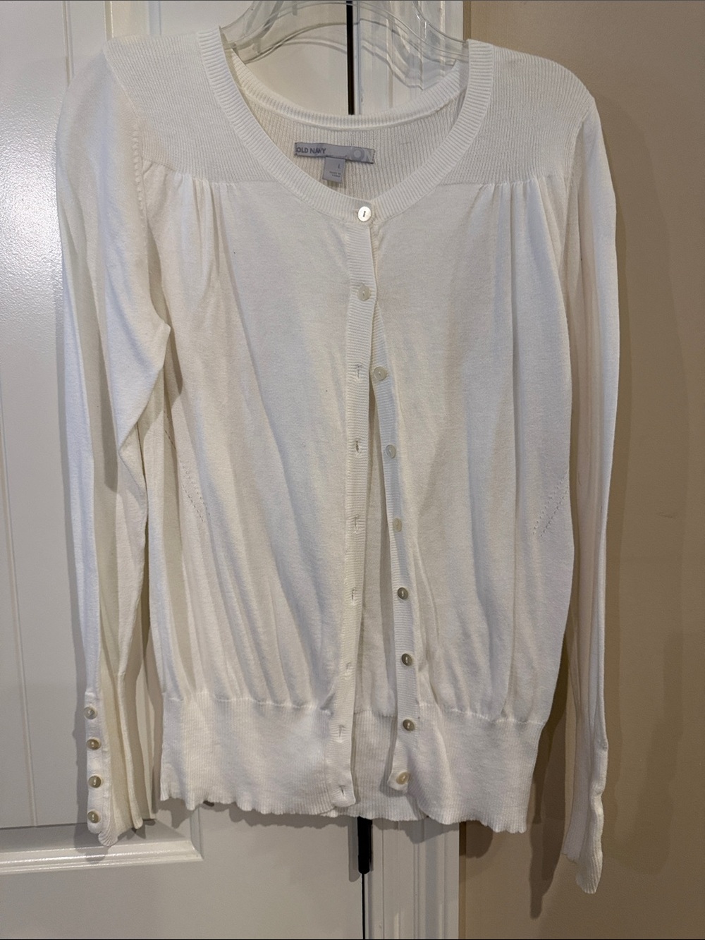 Old Navy White Lightweight Button-Front Cardigan